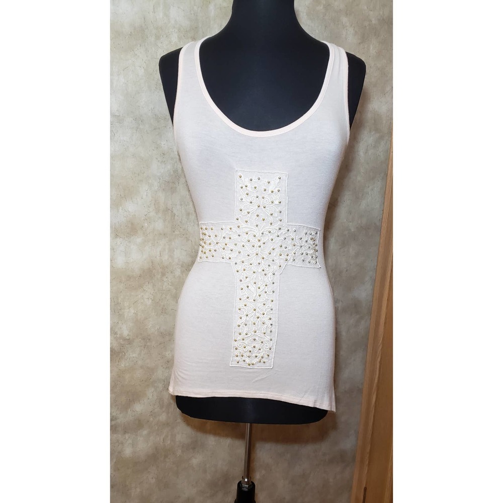 LA TEEZ size medium light pink with cross tank top